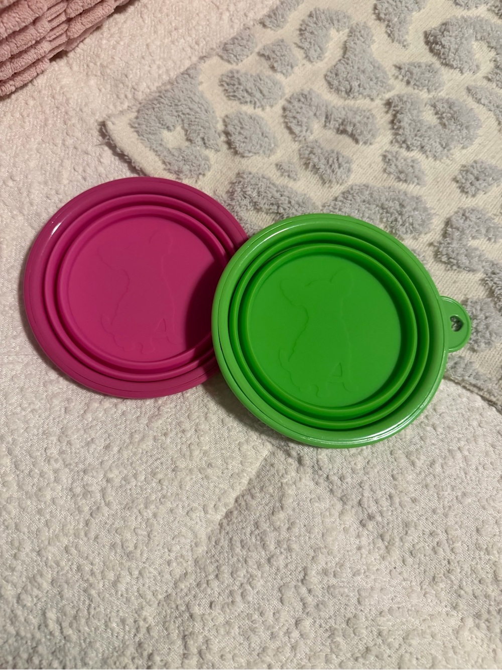 Collapsible Silicone Dog Bowls - Pink & Green